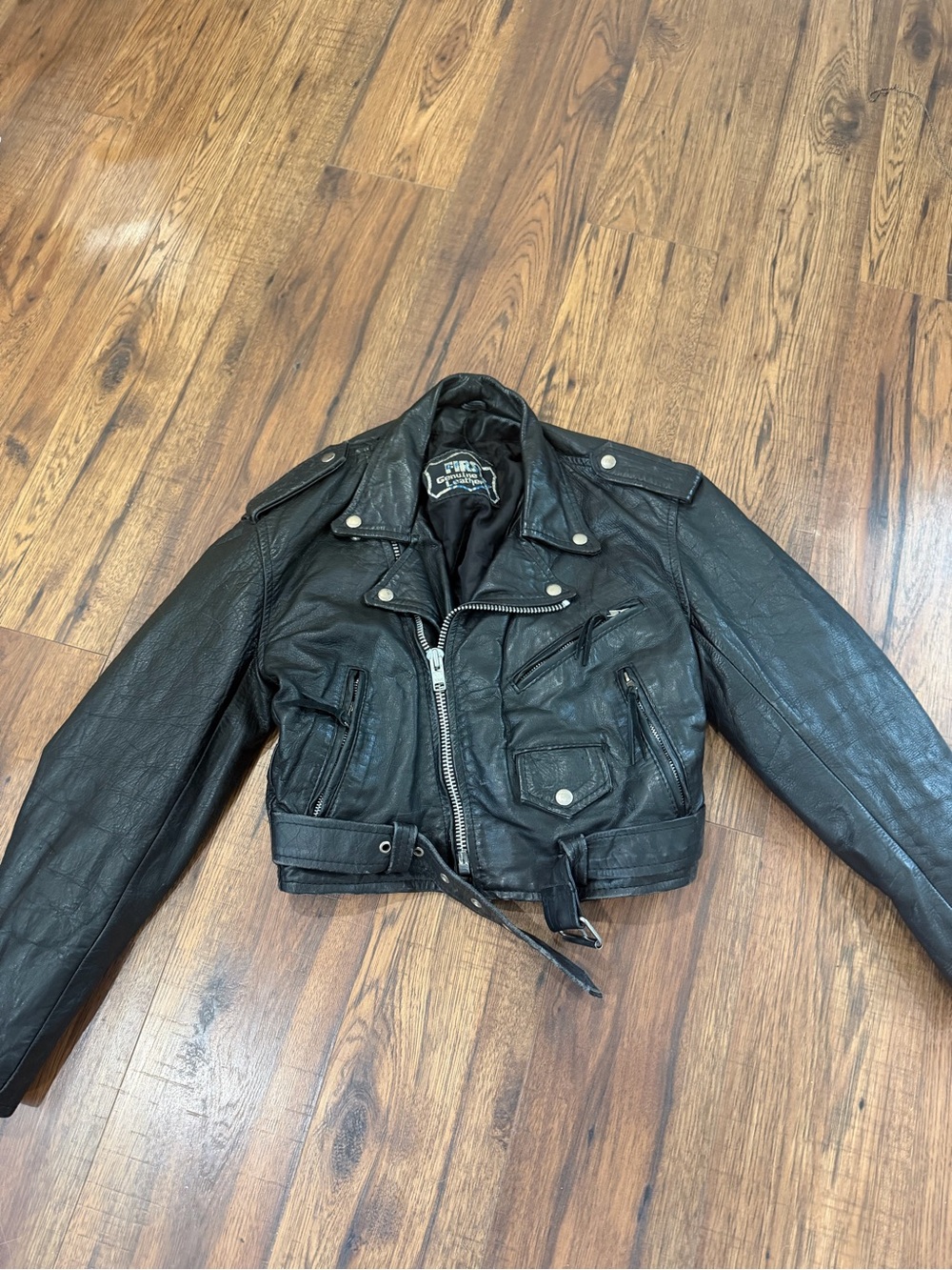 Vintage Classic Black Leather Biker Jacket